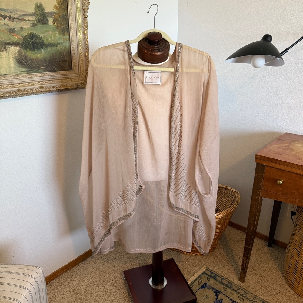 Sheer Tan Open Front Cardigan